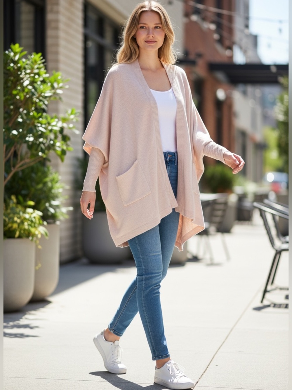 Zestt Organics Light Pink Open-Front Women's Knit Cardigan NWT